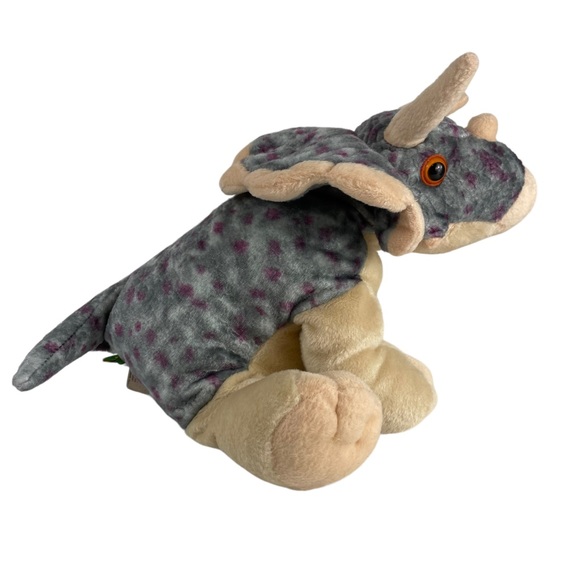 Wild Republic Triceratops Large Sized Beanie Plush Stuffed Dinosaur Purple Gray - Picture 8 of 13